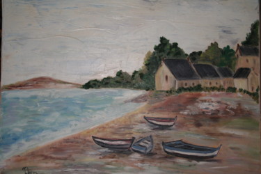 Peinture intitulée "plage bretonne d'ap…" par Josiane Leroy, Œuvre d'art originale, Autre