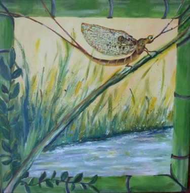 Peinture intitulée "la mouche de mai" par Josiane Leroy, Œuvre d'art originale, Acrylique