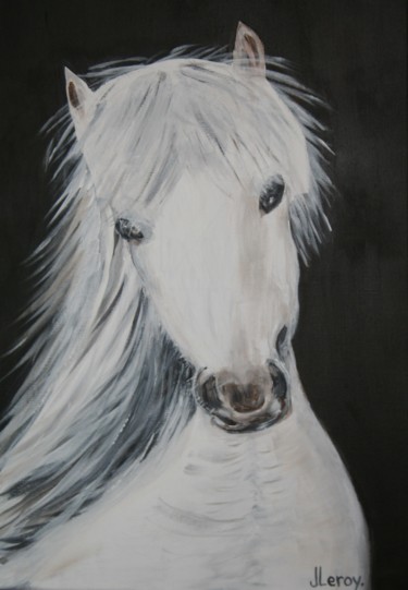 Painting titled "jeune cheval" by Josiane Leroy, Original Artwork