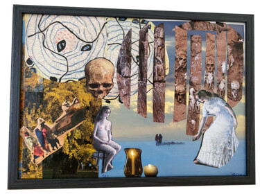 Collages intitulée "FUTUR HUMANOIDE" par Josiane Revault Courdes, Œuvre d'art originale, Collages Monté sur Carton