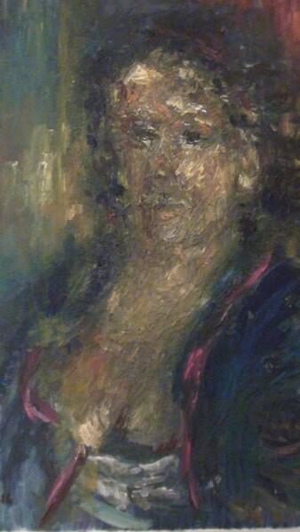 Painting titled "autoportrait au Pyj…" by Josiane Zarka, Original Artwork, Oil