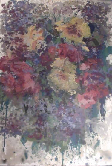 Peinture intitulée "composition Florale…" par Josiane Zarka, Œuvre d'art originale, Huile