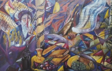 Pintura intitulada "Chalom" por Josiane Zarka, Obras de arte originais, Óleo Montado em Armação em madeira