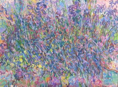 Картина под названием "Symphonie Aux Iris…" - Josiane Zarka, Подлинное произведение искусства, Масло Установлен на Деревянна…