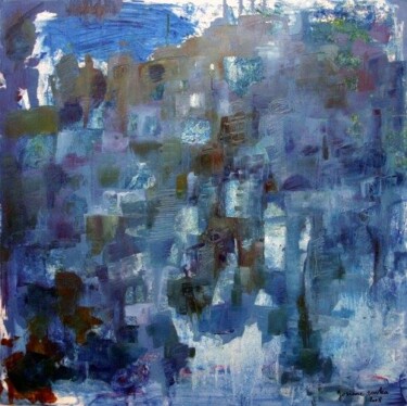 Картина под названием "Monochrome bleu" - Josiane Zarka, Подлинное произведение искусства, Масло