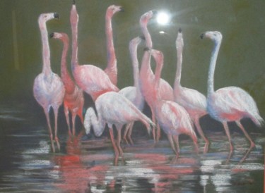 Peinture intitulée "Flamants roses" par Josiane Flotte, Œuvre d'art originale