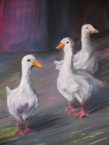 Peinture intitulée "Oies" par Josiane Flotte, Œuvre d'art originale