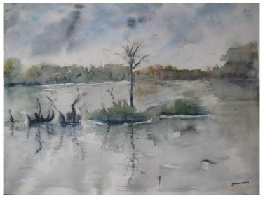 Peinture intitulée "L'étang Boire des C…" par Josiane Flotte, Œuvre d'art originale