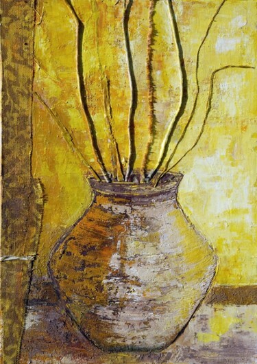Peinture intitulée "Pot au rideau" par Josie Albertus, Œuvre d'art originale