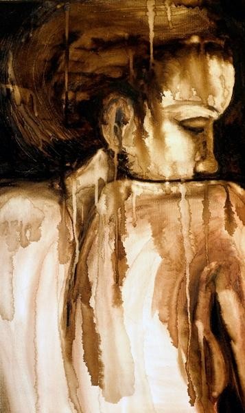Painting titled "BITUMEN WOMAN "THE…" by Jo Simpson, Original Artwork, Oil