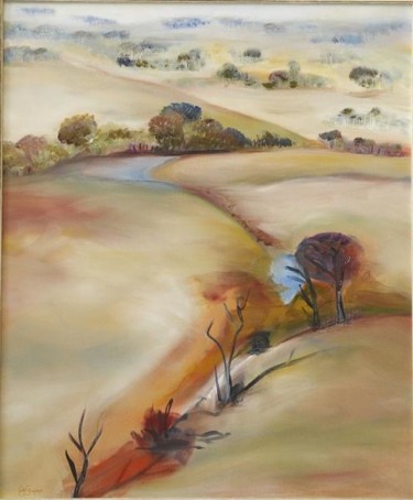 Painting titled "FARMLAND" by Jo Simpson, Original Artwork, Oil