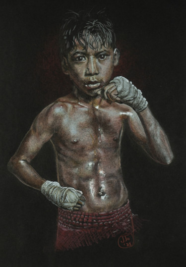 Drawing titled "The boxer" by Josine Jansen, Original Artwork, Pencil