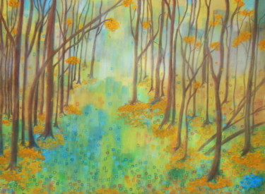 Dessin intitulée "Un Automne au Revard" par Bleu Soleil-Joper, Œuvre d'art originale, Pastel