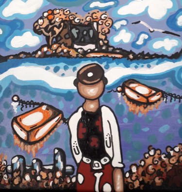 Peinture intitulée "L'îlot paradis" par Joss, Œuvre d'art originale, Acrylique
