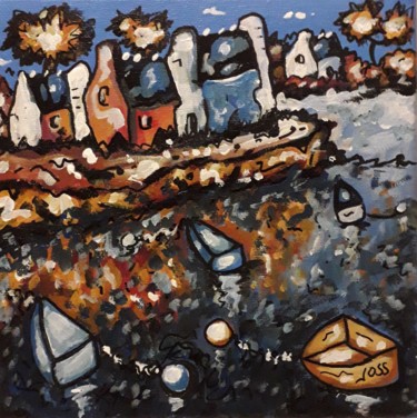 Schilderij getiteld "Reflets bretons" door Joss, Origineel Kunstwerk, Acryl
