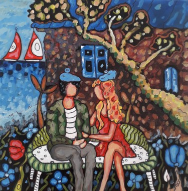 Peinture intitulée "A l'abri des regards" par Joss, Œuvre d'art originale, Acrylique