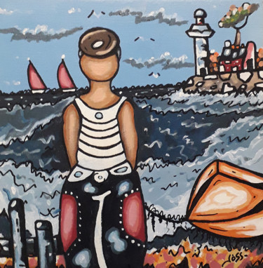 Schilderij getiteld "le jeune marin du b…" door Joss, Origineel Kunstwerk, Acryl