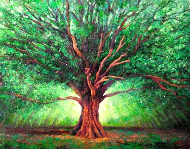 Pintura intitulada "Le chêne de Salm à…" por Joss Blanchard, Obras de arte originais, Acrílico Montado em Armação em madeira