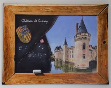 Painting titled "Château de Dissay e…" by Josseline Haye-Bevin, Original Artwork, Oil