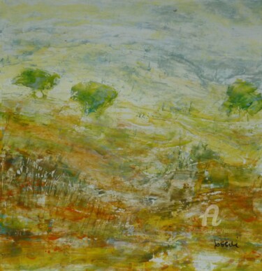 Painting titled "La colline" by Patrick Jossier, Original Artwork, Acrylic