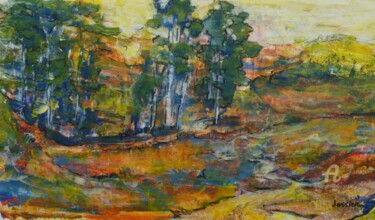 Painting titled "Groupe d'arbres dan…" by Patrick Jossier, Original Artwork, Acrylic