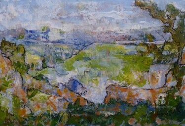 Pittura intitolato "paysage brumeux" da Patrick Jossier, Opera d'arte originale, Acrilico