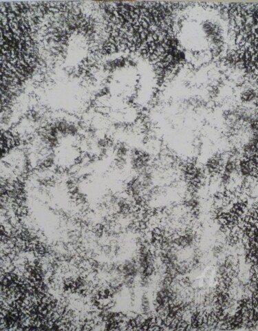 Рисунок под названием "La grande famille" - Patrick Jossier, Подлинное произведение искусства, Древесный уголь