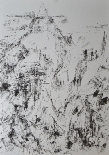 Drawing titled "paysage de l' insta…" by Patrick Jossier, Original Artwork, Charcoal