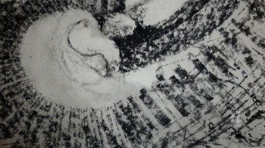 Рисунок под названием "Poésie de l'escalier" - Patrick Jossier, Подлинное произведение искусства, Древесный уголь