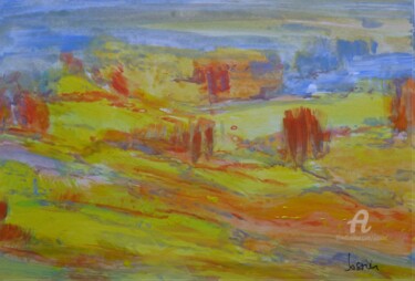 Painting titled "Paysage coloré" by Patrick Jossier, Original Artwork, Acrylic