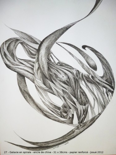 Dessin intitulée "Galaxie en spirale." par Josué, Œuvre d'art originale, Encre