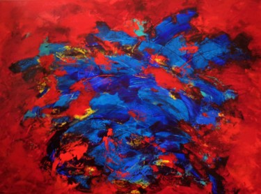 Painting titled "l' oiseau bleu" by Josy Moreau-Peter, Original Artwork, Acrylic