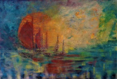 Painting titled "Voiles" by Josy Moreau-Peter, Original Artwork, Oil