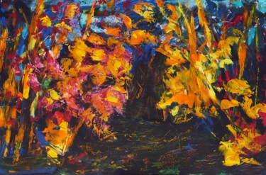 Painting titled "La forêt enchantée" by Josy Moreau-Peter, Original Artwork, Acrylic