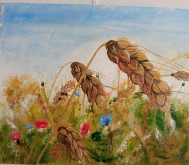 Peinture intitulée "Les épis de blé" par Josette Bourgeois, Œuvre d'art originale, Huile