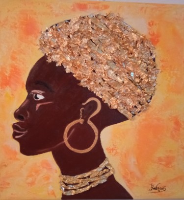 Peinture intitulée "Toute d'or vêtue" par Josette Bourgeois, Œuvre d'art originale, Huile