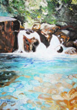 Peinture intitulée "bassin naturel de G…" par Josette Bourgeois, Œuvre d'art originale, Huile