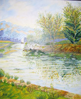 Peinture intitulée "Rivière" par Josette Bourgeois, Œuvre d'art originale