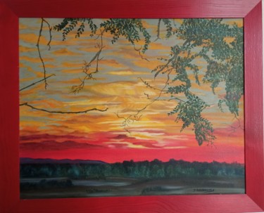 Peinture intitulée "coucher de soleil d…" par Josette Bourgeois, Œuvre d'art originale, Huile