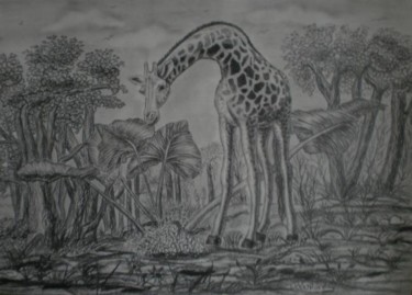Dessin intitulée "La Girafe" par Josette Bourgeois, Œuvre d'art originale