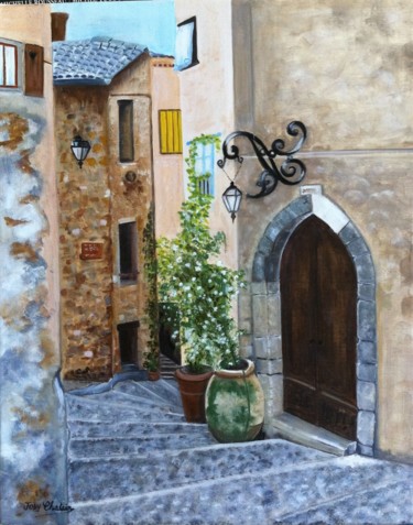 Malerei mit dem Titel "Ruelle dans Ste Agn…" von Josy Chatain, Original-Kunstwerk