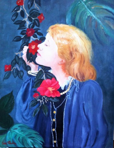 Painting titled "La senteur des rose…" by Josy Chatain, Original Artwork