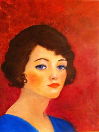 Painting titled "portrait femme fond…" by Josy Chatain, Original Artwork