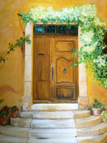 Peinture intitulée "Une porte à Roussil…" par Josy Chatain, Œuvre d'art originale