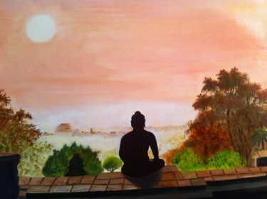Painting titled "Méditation" by Josy Chatain, Original Artwork