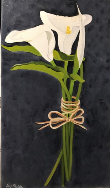 Painting titled "Arums" by Josy Chatain, Original Artwork, Oil
