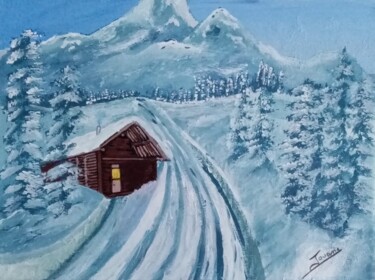 Peinture intitulée "ma cabane au Canada" par Jouane, Œuvre d'art originale, Acrylique