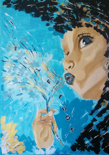 un soufle Peinture intitulée "un soufle" par Sophie Eisenberg, Œuvre d'art originale, Acrylique Monté sur Châssis