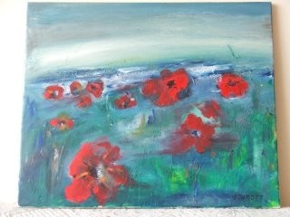 Painting titled "coquelicots bis" by Stephane Joukoff, Original Artwork