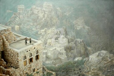 Peinture intitulée "Vue panoramique (le…" par Joumana Hakim Fayed, Œuvre d'art originale, Acrylique